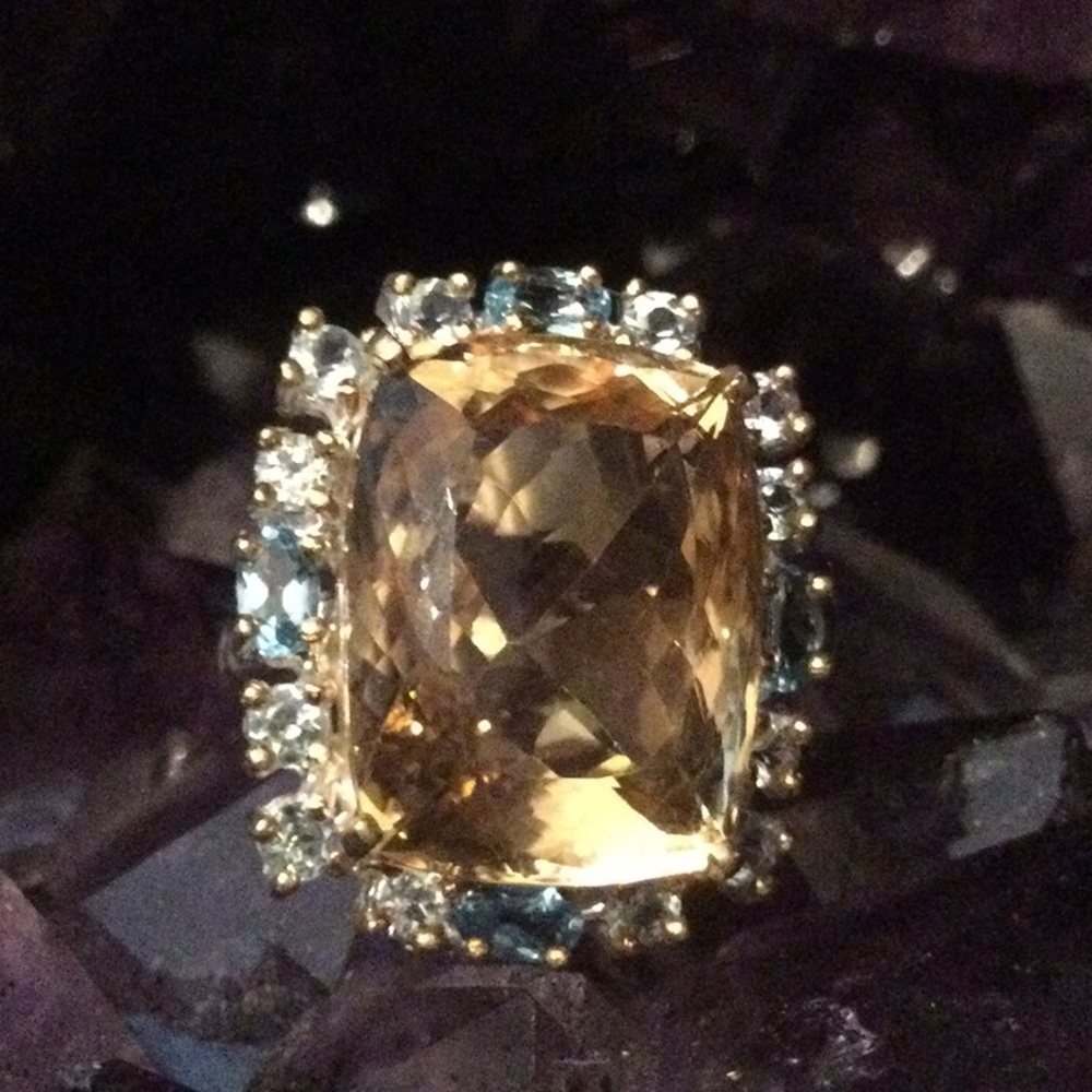 Exquisite 30 CTW of Genuine Citrine & Topaz Ring - Picture 9 of 17